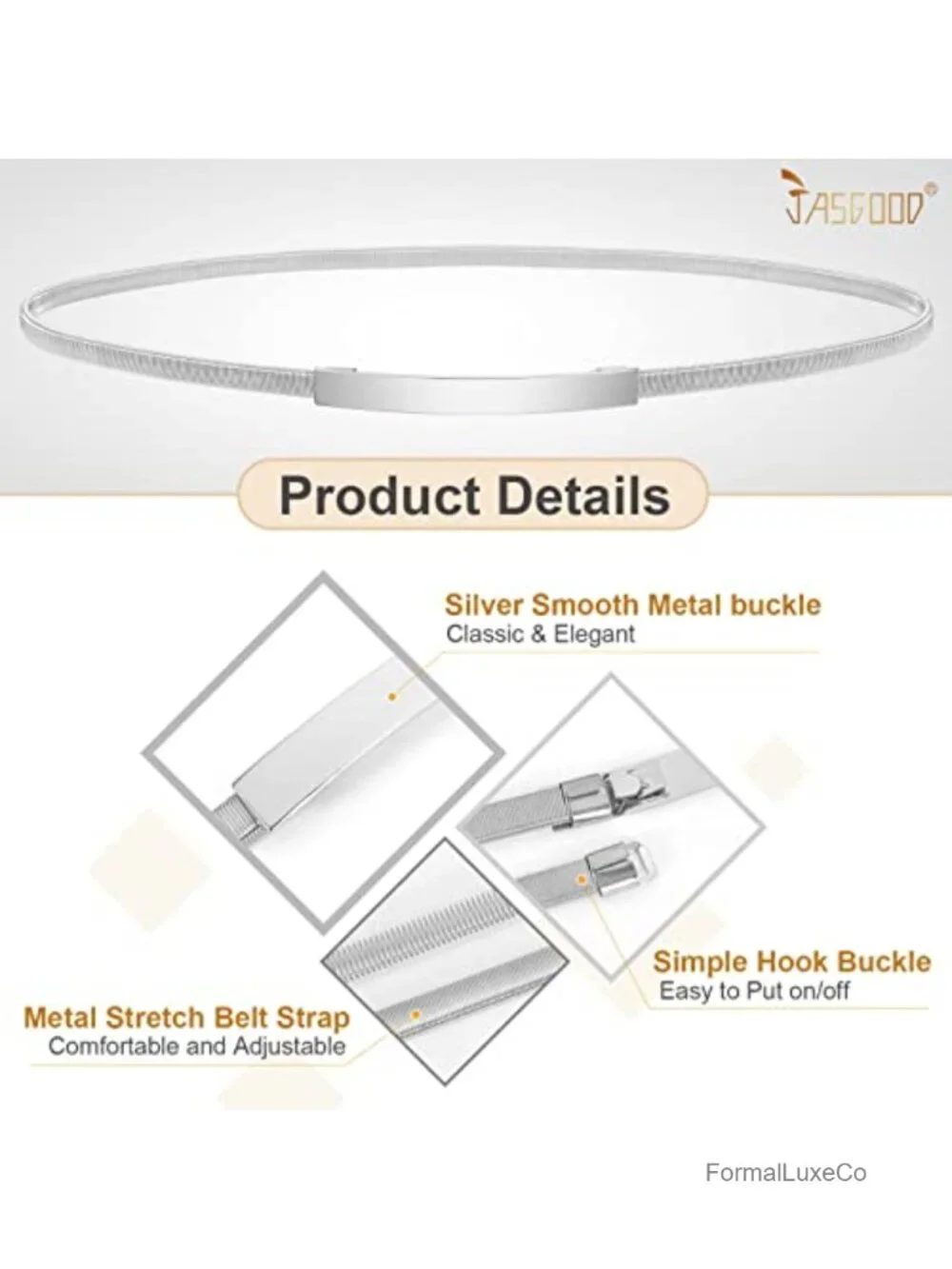 Skinny Metal Waist Belt Elastic Chain Belt for Dresses